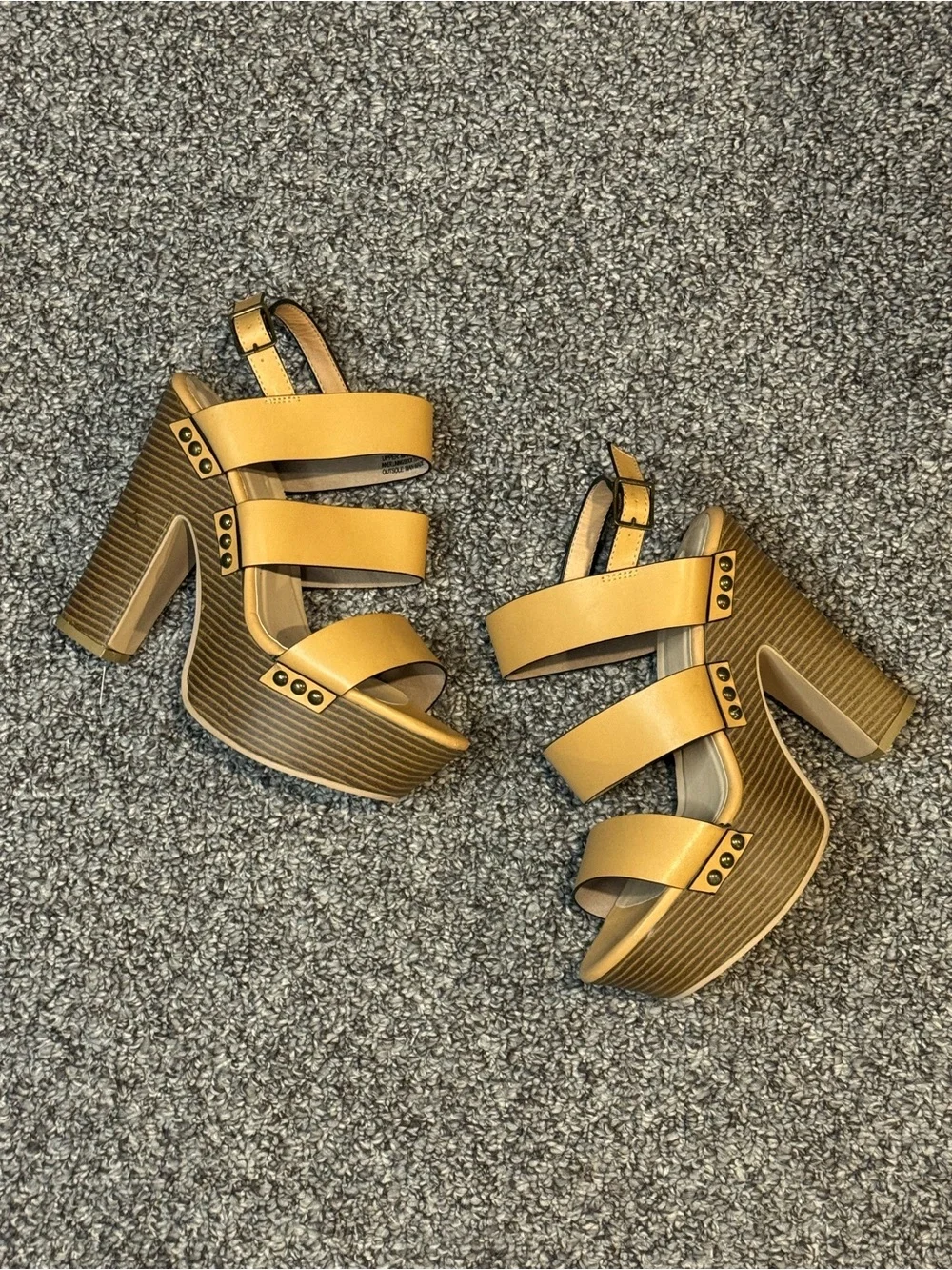 Women's JustFab Tan Platform Strappy Heels